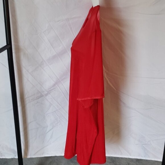 Ladies BENTLEY Short Sleeve Blouse with Sheer Neck in Red. 2X - Picture 2 of 5